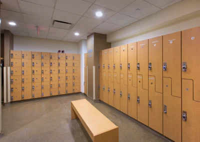 View of the locker room at Newport Swim and Fitness.